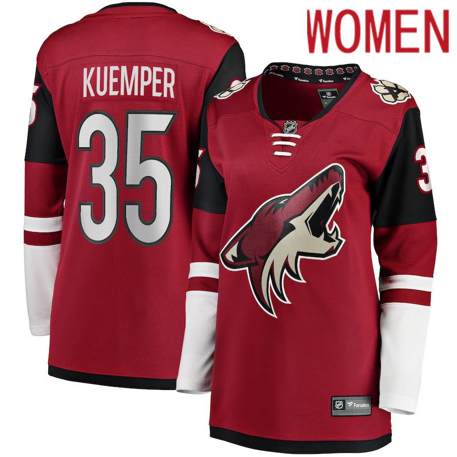 Women Arizona Coyotes 35 Darcy Kuemper Fanatics Branded Garnet Home Premier Breakaway Player NHL Jersey